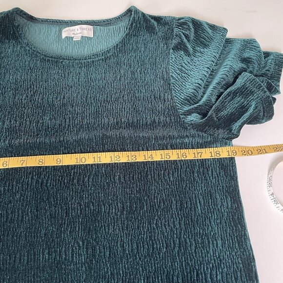 Madewell Texture & thread Women’s Forest Green Crushed Velvet Top Flutter Sz S - Picture 4 of 7